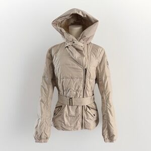 ADD Down Quilted Puffer Jacket Women M Beige Pillow Belted Outdoor Preppy City